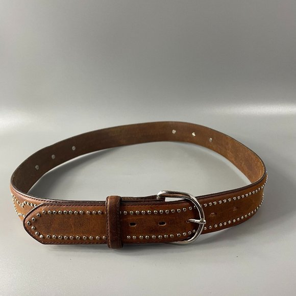 Tony Lama Other - Tony Lama Brown Leather Silver-tone Studded Belt, Size 38